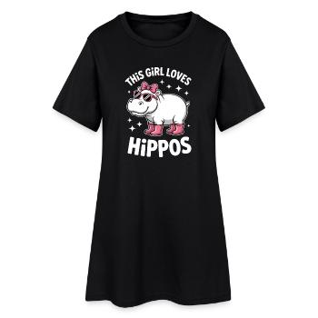 Nilpferd Sprüche Flusspferd Witz Nilpferd Geschenk - Frauen T-Shirt-Kleid - Schwarz - Vorne
