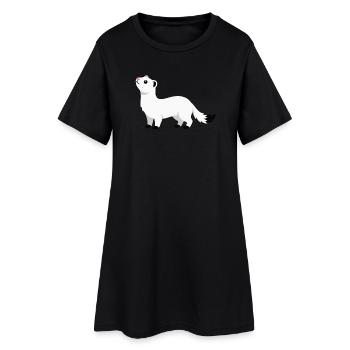 Cute curious ermine minimalist style - Women’s T-Shirt Dress - black - Front
