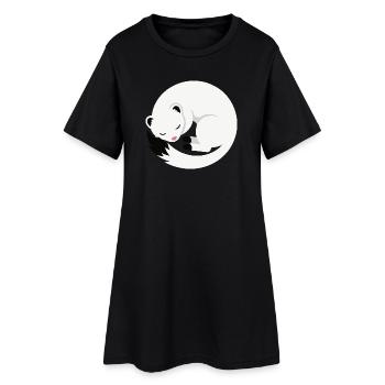 Cute sleeping ermine minimalist style - Women’s T-Shirt Dress - black - Front