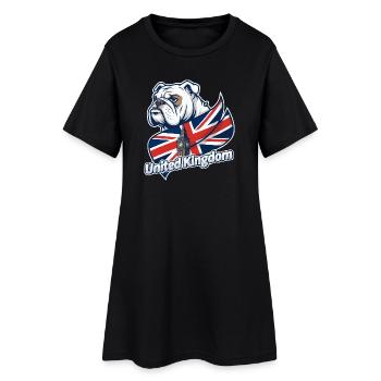 Bouledogue avec drapeau britannique et Big Ben - Robe T-shirt Femme - noir - Devant