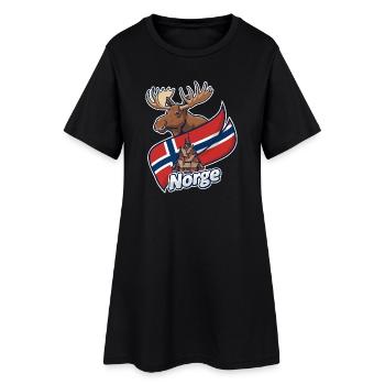 Drapeau norvégien de l’élan et de l’église - Robe T-shirt Femme - noir - Devant