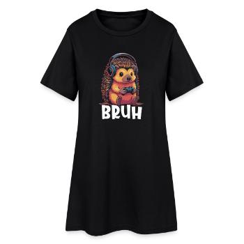 Gamer Igel mit Kopfhörern - Frauen T-Shirt-Kleid - Schwarz - Vorne