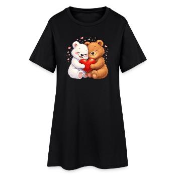 Verliebte Bären mit Herz – Valentinstagsmotiv - Frauen T-Shirt-Kleid - Schwarz - Vorne