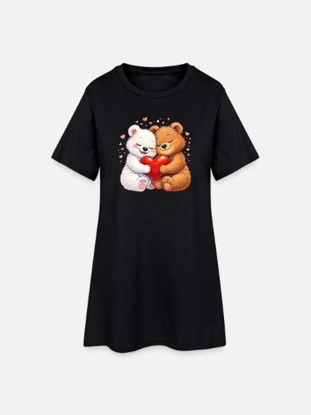 Ours amoureux du cœur – motif de la Saint-Valentin - Robe T-shirt Femme - noir