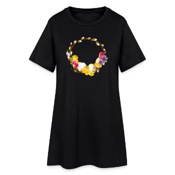 Couronne de printemps avec motif de Pâques et de printemps - Robe T-shirt Femme - noir - Devant