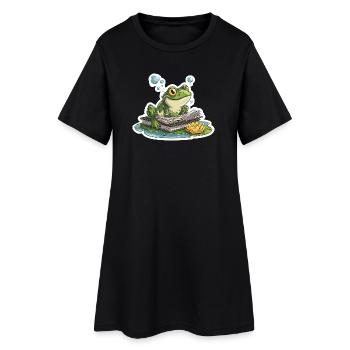 Frosch-Lese-Teich-Bibliothekar-Humor-Lesung - Frauen T-Shirt-Kleid - Schwarz - Vorne