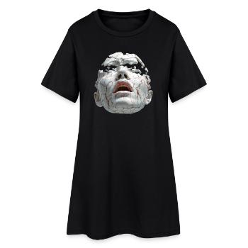 Broken Porcelain Mask - Women’s T-Shirt Dress - black - Front