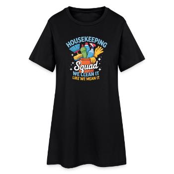 Lustiges Putzen Design - Frauen T-Shirt-Kleid - Schwarz - Vorne