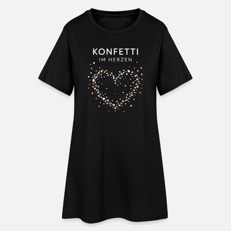 Konfetti im Herzen – Minimalistisches Statement - Frauen T-Shirt-Kleid - Schwarz