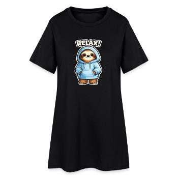 Sweat à capuche Relax Sloth - Robe T-shirt Femme - noir - Devant