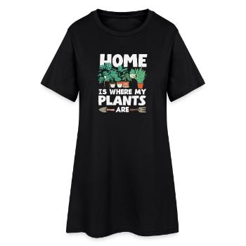 Maison où mes plantes sont amoureuses des plantes - Robe T-shirt Femme - noir - Devant