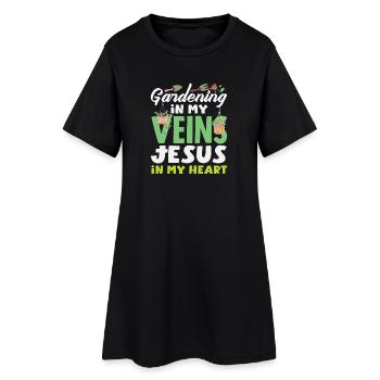 Jardiner mes veines Jésus Amant des plantes - Robe T-shirt Femme - noir - Devant