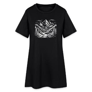 Bergskizzenlandschaft - Frauen T-Shirt-Kleid - Schwarz - Vorne