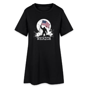Bigfoot américain Moon Drôle Bigfoot pour hommes z - Robe T-shirt Femme - noir - Devant