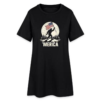 Bigfoot américain Moon Drôle Bigfoot pour hommes z - Robe T-shirt Femme - noir - Devant
