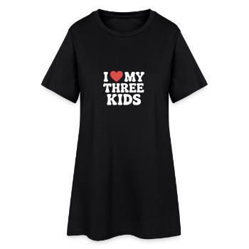 J’aime mes trois enfants - Robe T-shirt Femme - noir - Devant