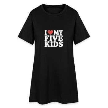 J’aime mes cinq enfants - Robe T-shirt Femme - noir - Devant