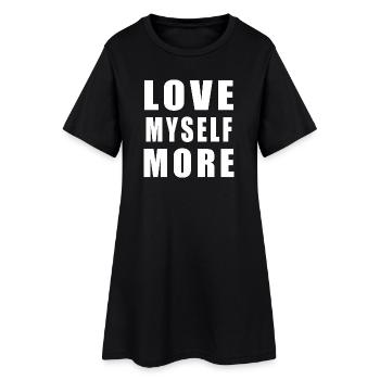 Love Myself More - Frauen T-Shirt-Kleid - Schwarz - Vorne