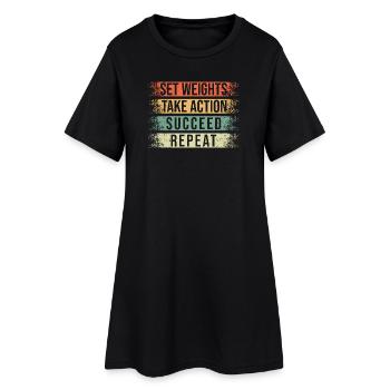 Fitness Motivation Bodybuilder Set Weights - Frauen T-Shirt-Kleid - Schwarz - Vorne