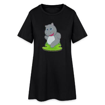 Nilpferd Jogger Joggen Sport - Frauen T-Shirt-Kleid - Schwarz - Vorne