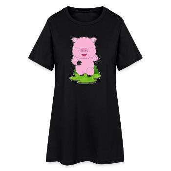 Cochon Jogger Jogging Sport - Robe T-shirt Femme - noir - Devant