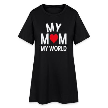 Ma mère, mon cœur du monde, - Robe T-shirt Femme - noir - Devant