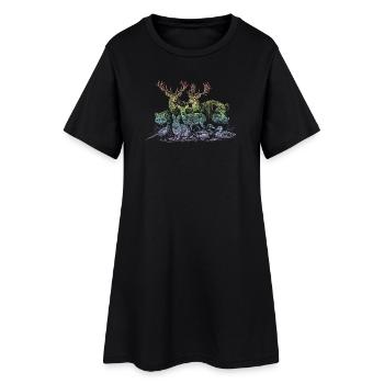 Troupeau de cerfs dans l’arc-en-ciel - Robe T-shirt Femme - noir - Devant
