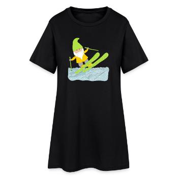 Ski nain, vieux lapin ski, jaune, vert - Robe T-shirt Femme - noir - Devant