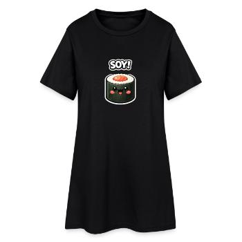 Autocollant de Soja pour le roulé de sushi Kawaii - Robe T-shirt Femme - noir - Devant