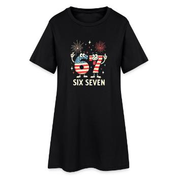 US Flag 67 Memes Six Seven - Women’s T-Shirt Dress - black - Front