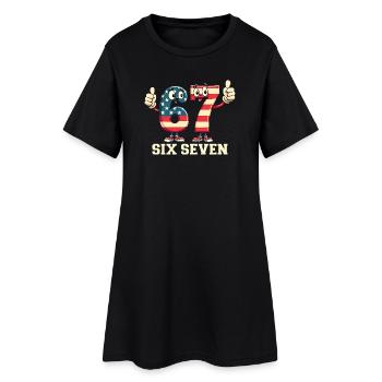 US Flag 67 Memes Six Seven - Frauen T-Shirt-Kleid - Schwarz - Vorne