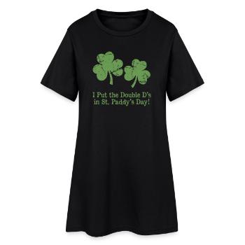 St Patricks Day Humour Double D Shamrocks - Women’s T-Shirt Dress - black - Front