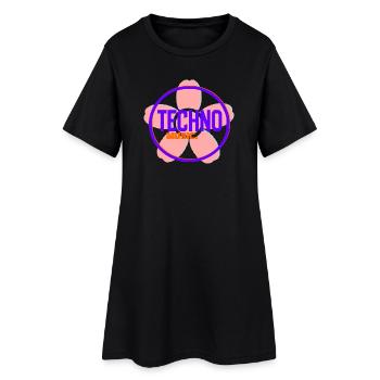 Techno Circle Neon-Logo - Frauen T-Shirt-Kleid - Schwarz - Vorne
