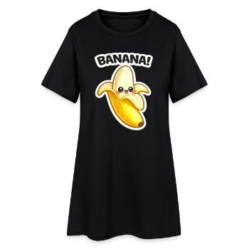 Impression de banane dessinée Kawaii - Robe T-shirt Femme - noir - Devant