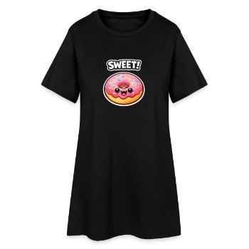 Kawaii Donut Pink Frosting - Women’s T-Shirt Dress - black - Front
