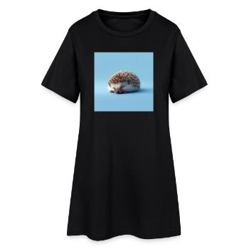 Hérisson Bleu Endormi - Robe T-shirt Femme - noir - Devant