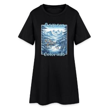 Aspen Colorado Wintersport Ski Snowboard Winterurl - Frauen T-Shirt-Kleid - Schwarz - Vorne