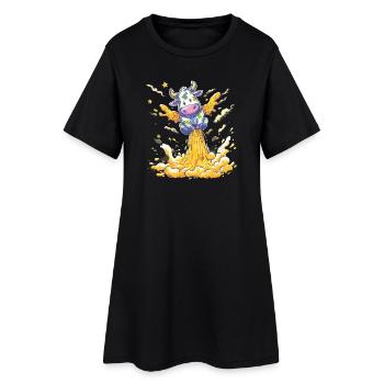 Cow rocket launch in milk stream - Women’s T-Shirt Dress - black - Front