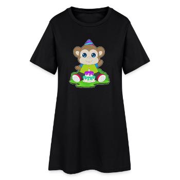Monkey Birthday Cake - Women’s T-Shirt Dress - black - Front