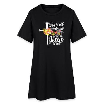 Cross flowers: Jesus in me - Women’s T-Shirt Dress - black - Front