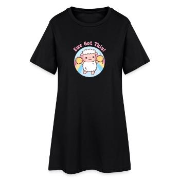 Süßes Schaf-Schaf hat dieses lustige motivierende Wortspiel bekommen - Frauen T-Shirt-Kleid - Schwarz - Vorne