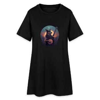 Chien jouant du banjo - Robe T-shirt Femme - noir - Devant