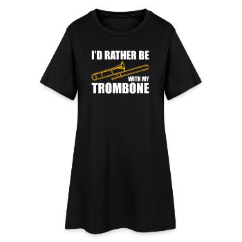 Sois avec mon tromboniste tromboniste - Robe T-shirt Femme - noir - Devant