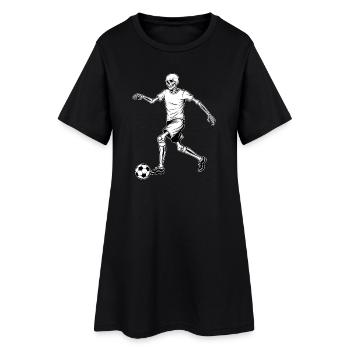 Dessin au trait du footballeur squelette - Robe T-shirt Femme - noir - Devant