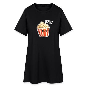 Motif de sourire popcorn Kawaii - Robe T-shirt Femme - noir - Devant