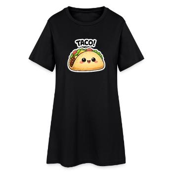 Taco kawaï avec un joli visage - Robe T-shirt Femme - noir - Devant