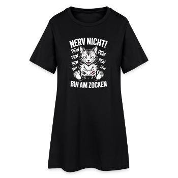 Nerv nicht bin am Zocken Gamer Katze Design - Frauen T-Shirt-Kleid - Schwarz - Vorne