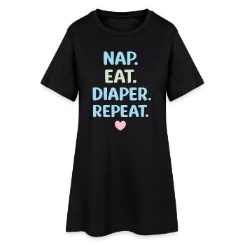 NAP EAT DIAPER REPEAT Shirt – Funny Baby Saying - Women’s T-Shirt Dress - black - Front