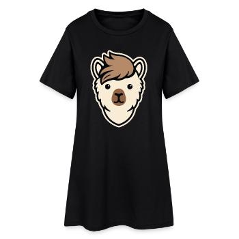 Minimal Alpaka Icon – Clean Streetwear Design - Frauen T-Shirt-Kleid - Schwarz - Vorne