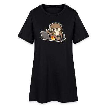 Office Otter Lunch Break – Work & Noodles Design - Women’s T-Shirt Dress - black - Front